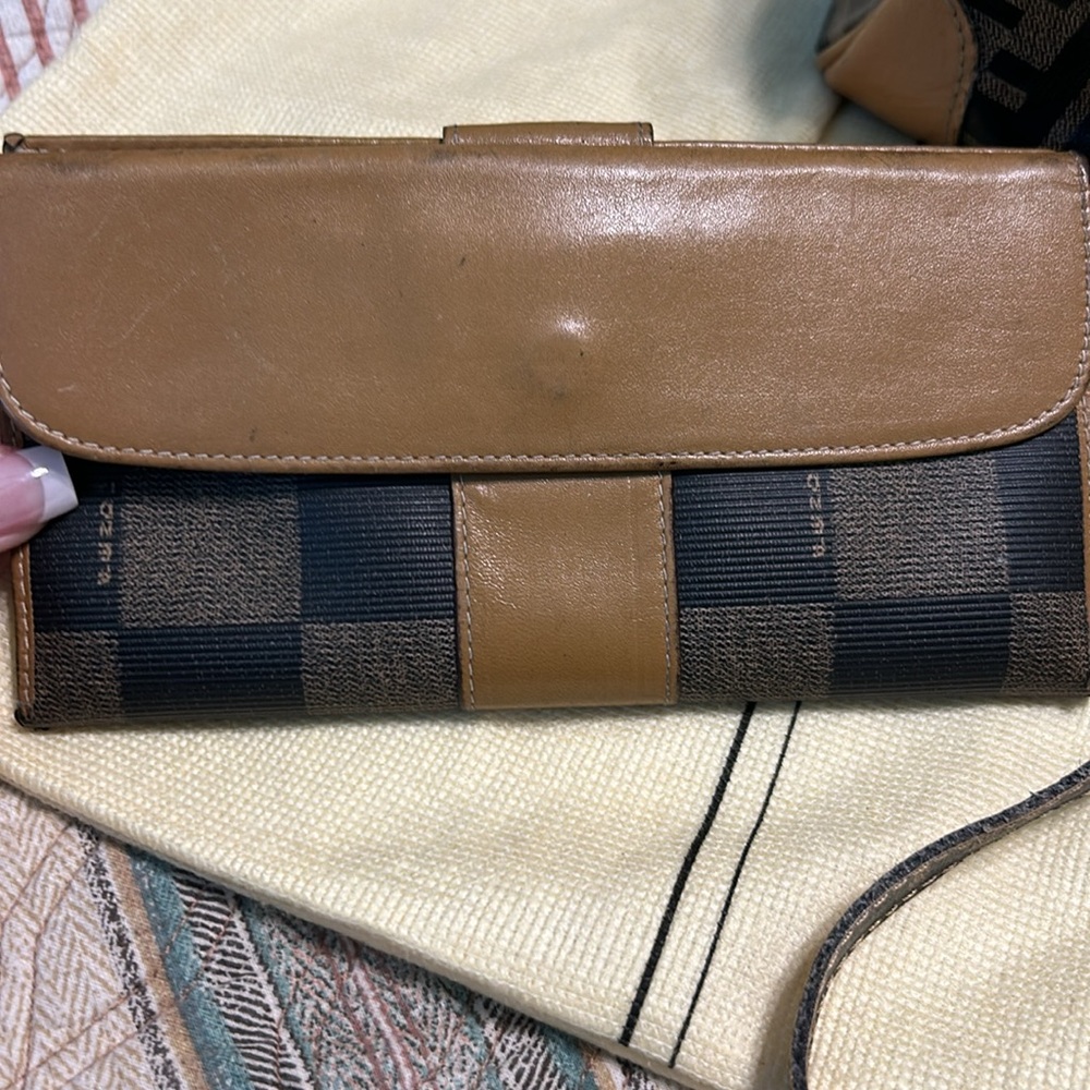 Fendi Iconic FF Logo Brown and Black purse wallet small pouch and dust bag! - Picture 9 of 16